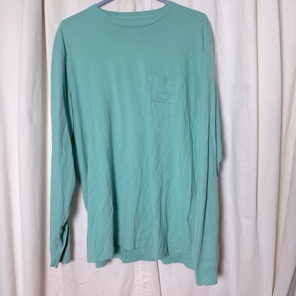 Vineyard Vines VTG Men's Sz L  L/S 100% Cotton Turquoise Tee - Picture 1 of 7